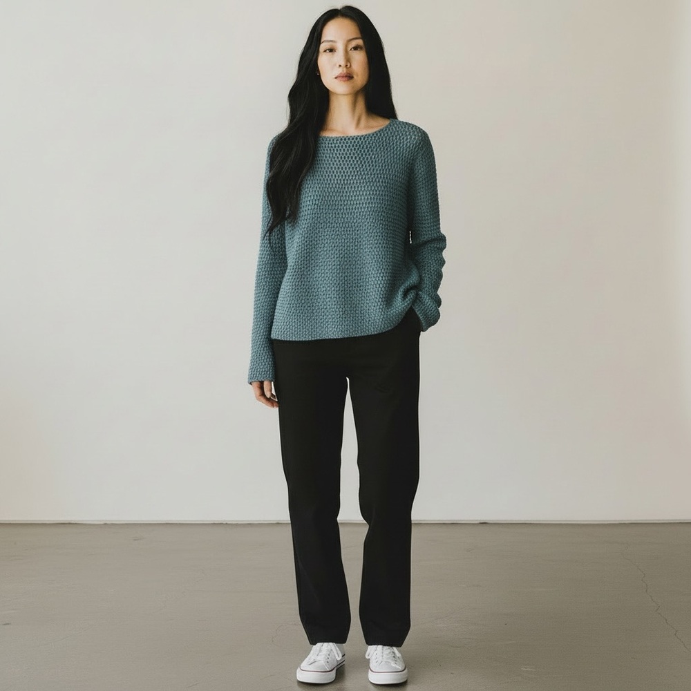 Lauren Ralph Lauren Aqua Haze Crew Neck Linen Cotton Blend Sweater Retails $119